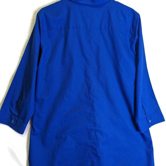 Orvis Carefree Womens size 16 Button Front Blue Blouse Long Sleeve Pockets Top - Picture 3 of 10
